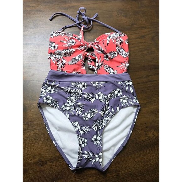 Womens Floral Two-Piece Halter Swimsuit By Ninety Six Degrees - Size M - Picture 7 of 12